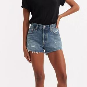 Levi’s Distressed Cutoff Raw Edge High Rise Denim 501 Shorts ZZ10